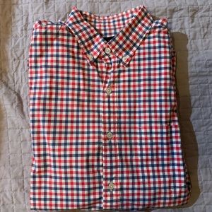 J crew - dress shirt (red blue check pattern) medium